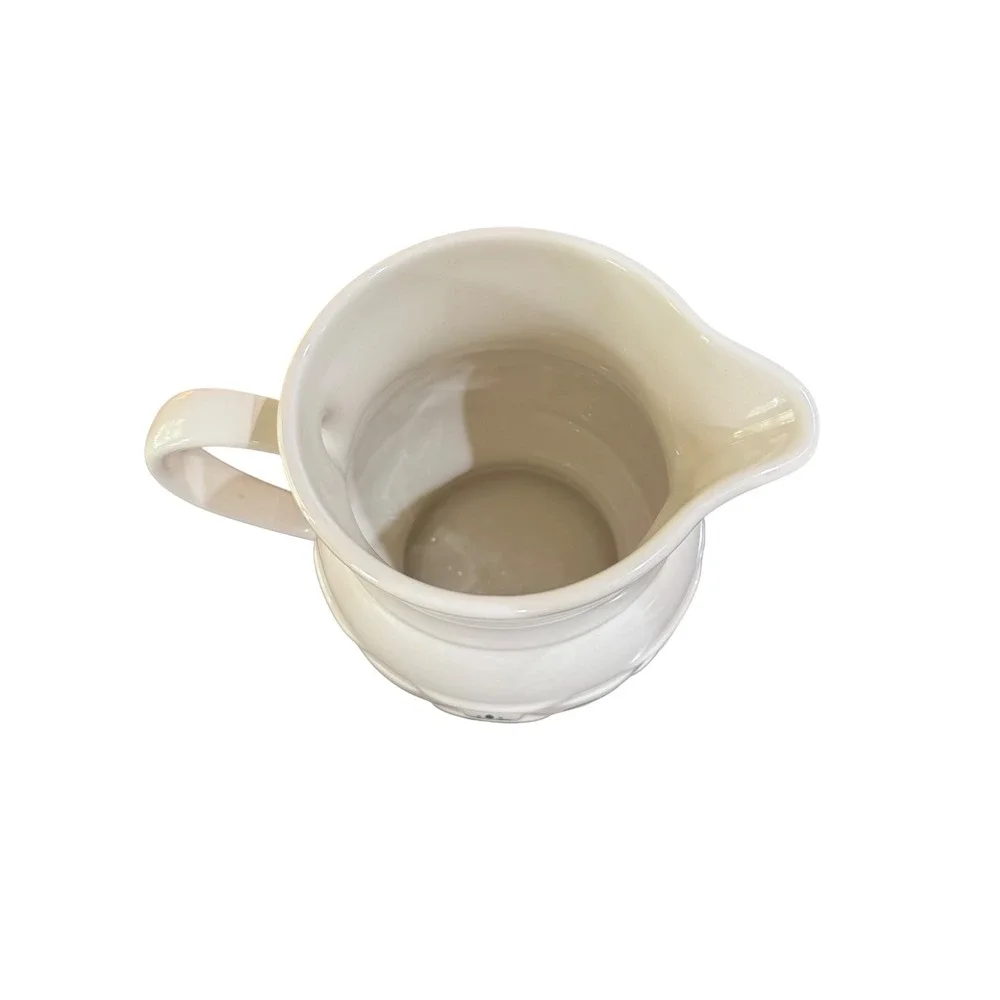Longaberger Pottery Woven Traditions Pitcher Ivory Green 2 Quart